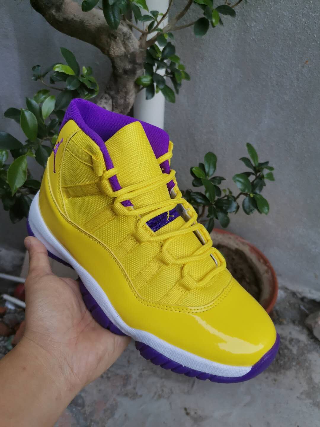 New Kobe Air Jordan 11 Retro Yellow Purple - Click Image to Close